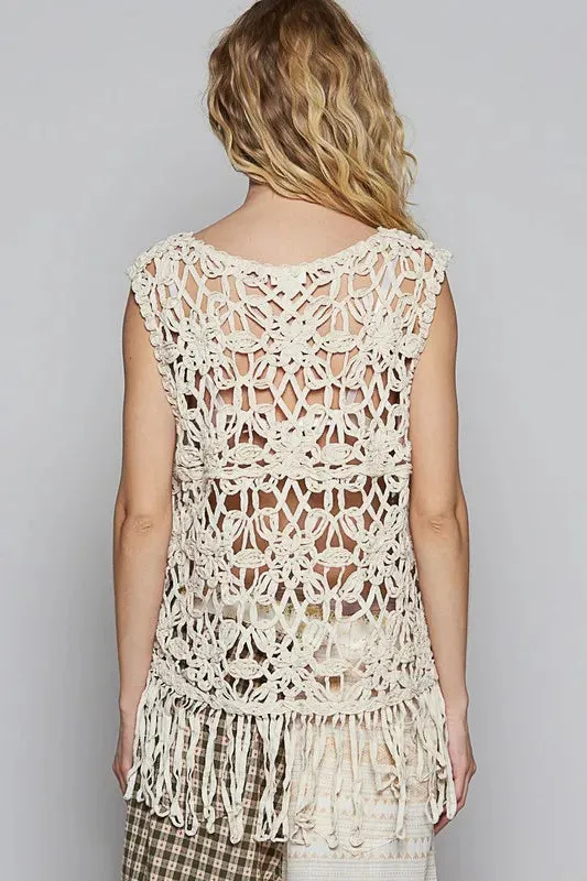 Sleeveless Crochet Knit Cover Up