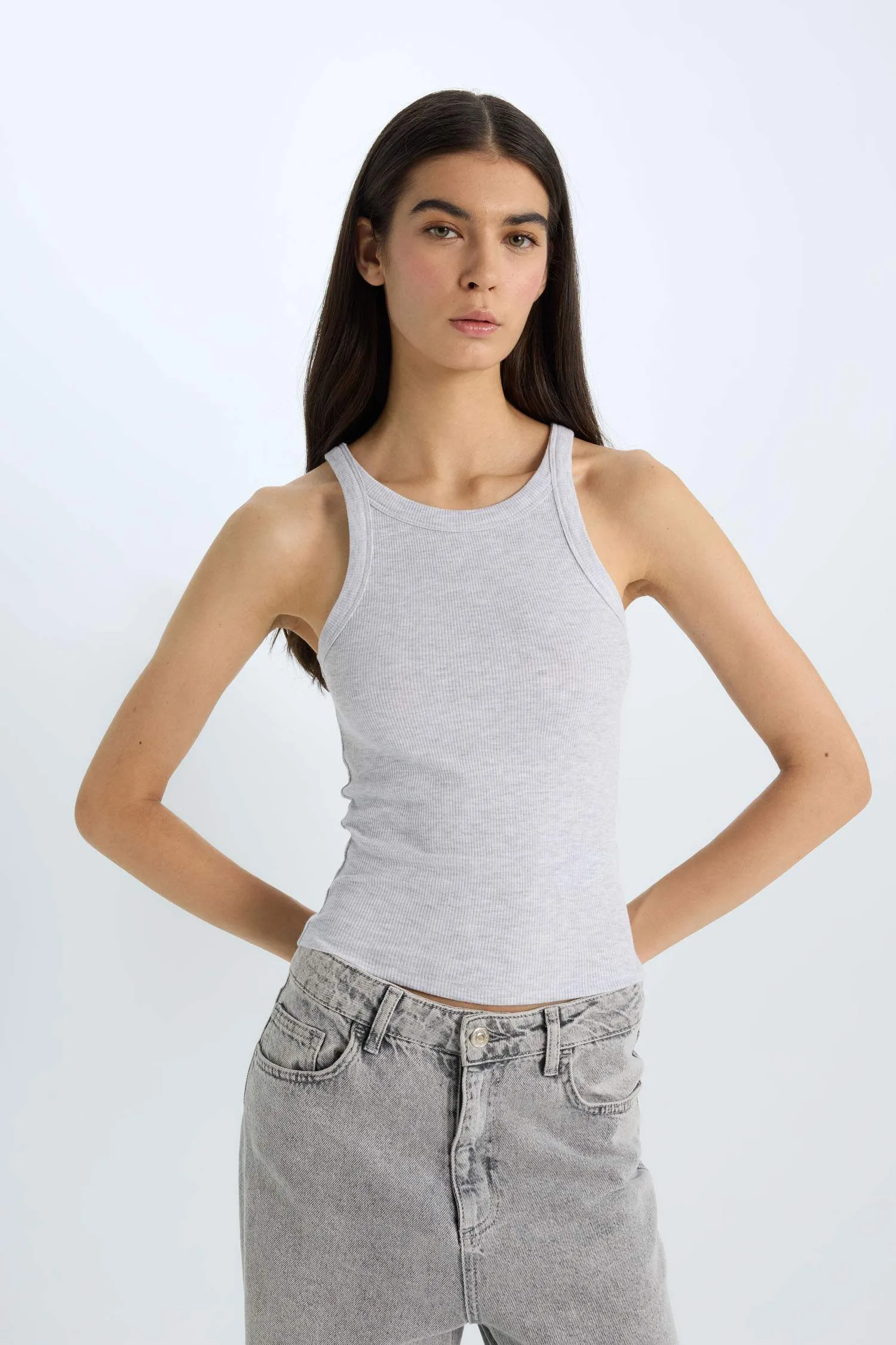 Slim Fit Camisole Halter Collar Tank Top
