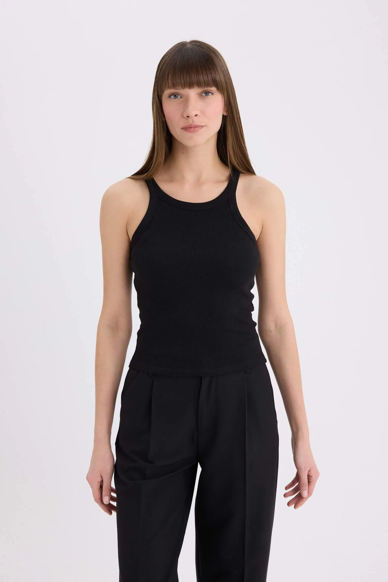 Slim Fit Camisole Halter Collar Tank Top