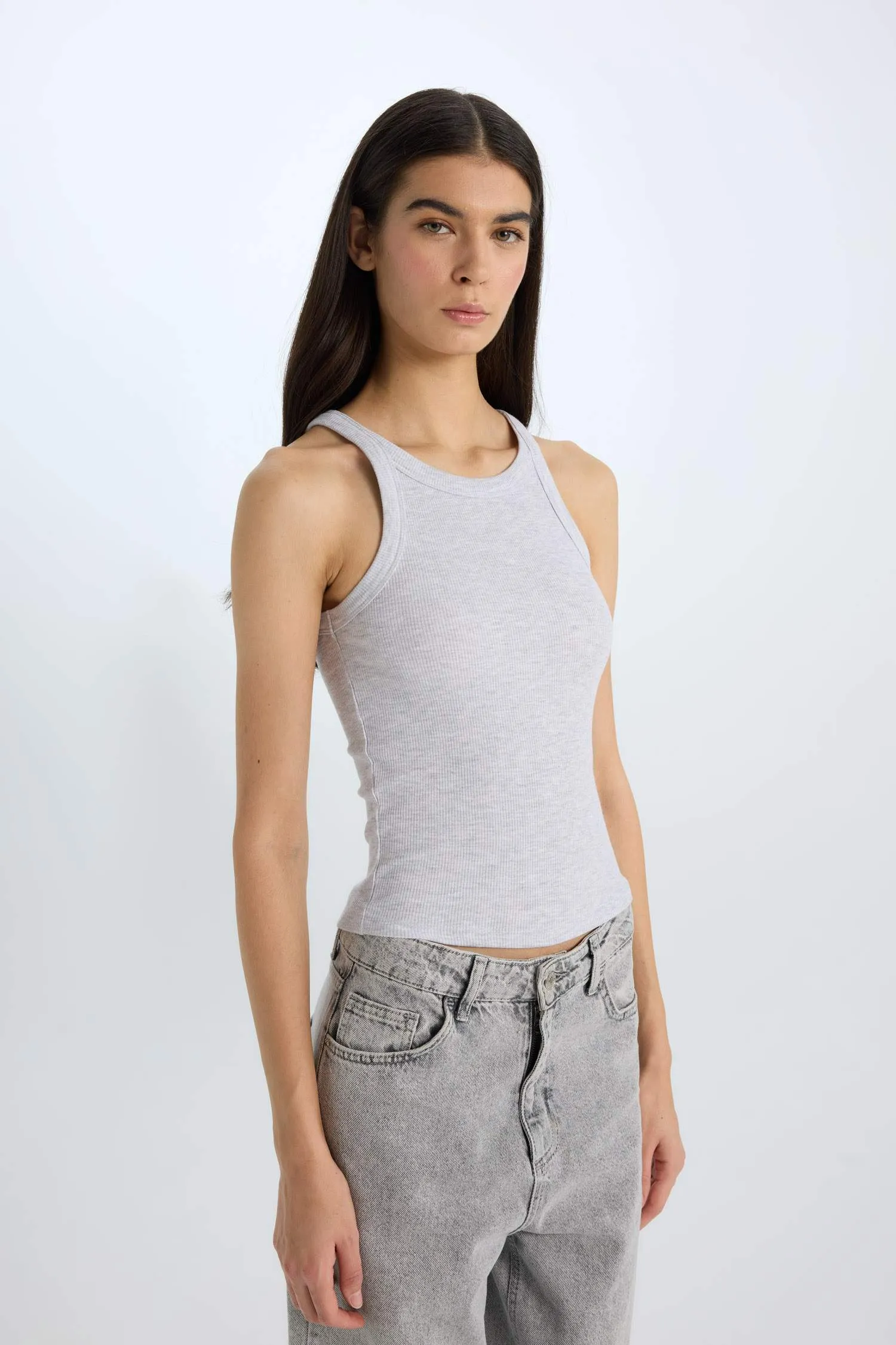 Slim Fit Camisole Halter Collar Tank Top