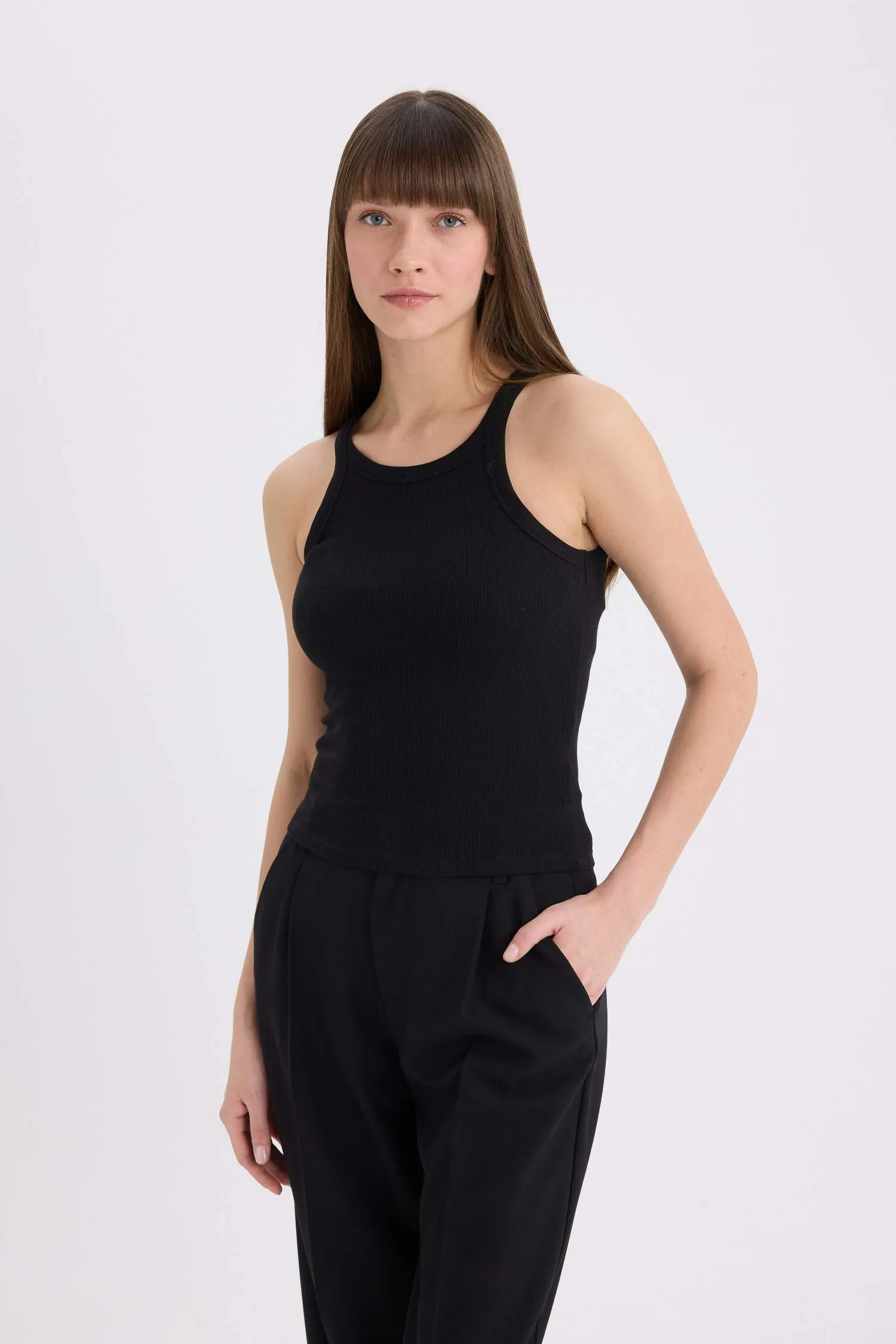 Slim Fit Camisole Halter Collar Tank Top