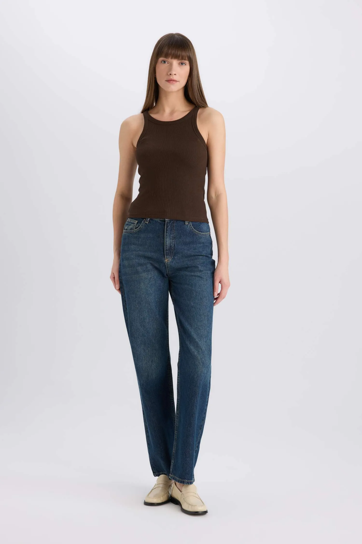 Slim Fit Camisole Halter Collar Tank Top