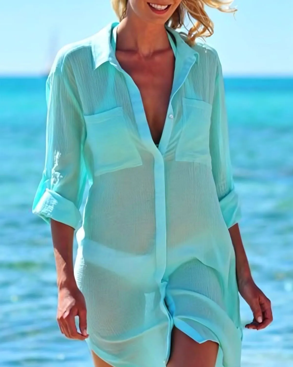 SLIM® V-Neck Beach Cover-Up Shirt