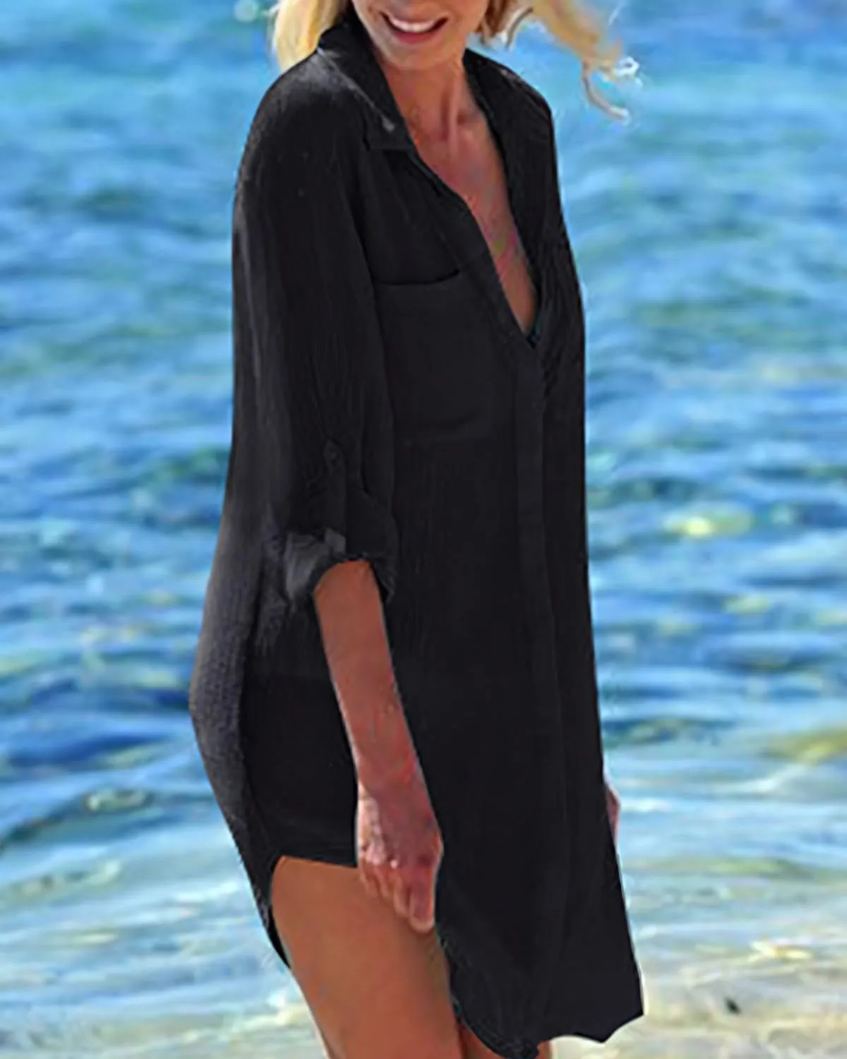 SLIM® V-Neck Beach Cover-Up Shirt