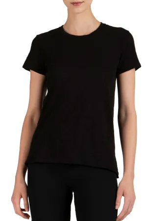 Slub Jersey Schoolboy Crewneck Tee in Black