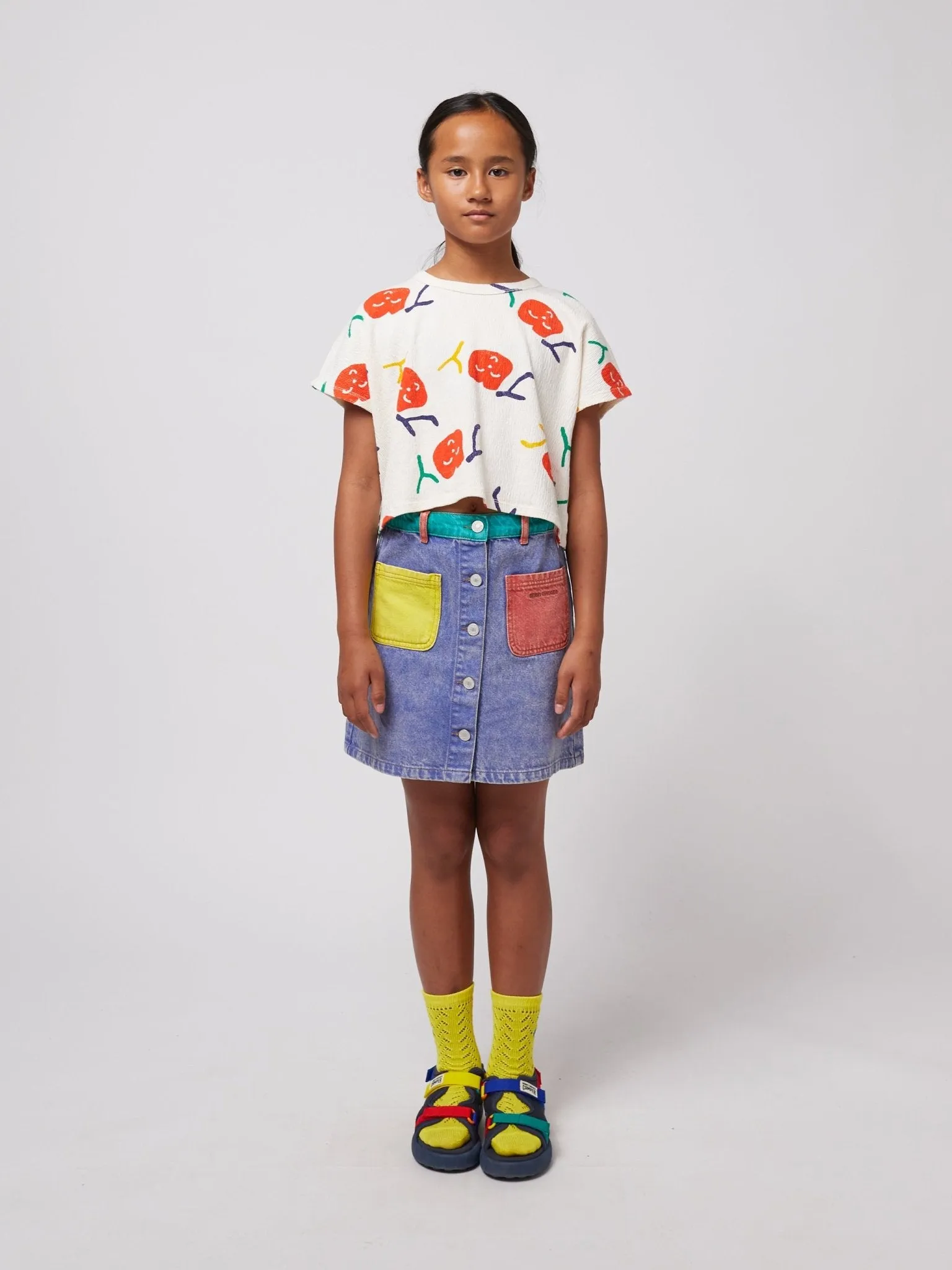 Smiling All Over Cropped T-shirt by Bobo Choses