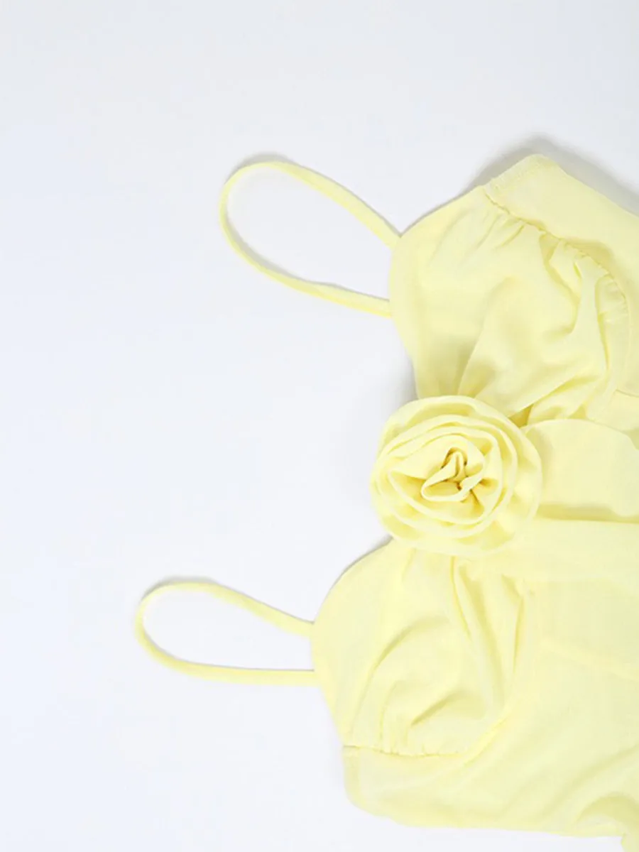 Solid Color Slim Fit Ruffle Irregular Camisole Top