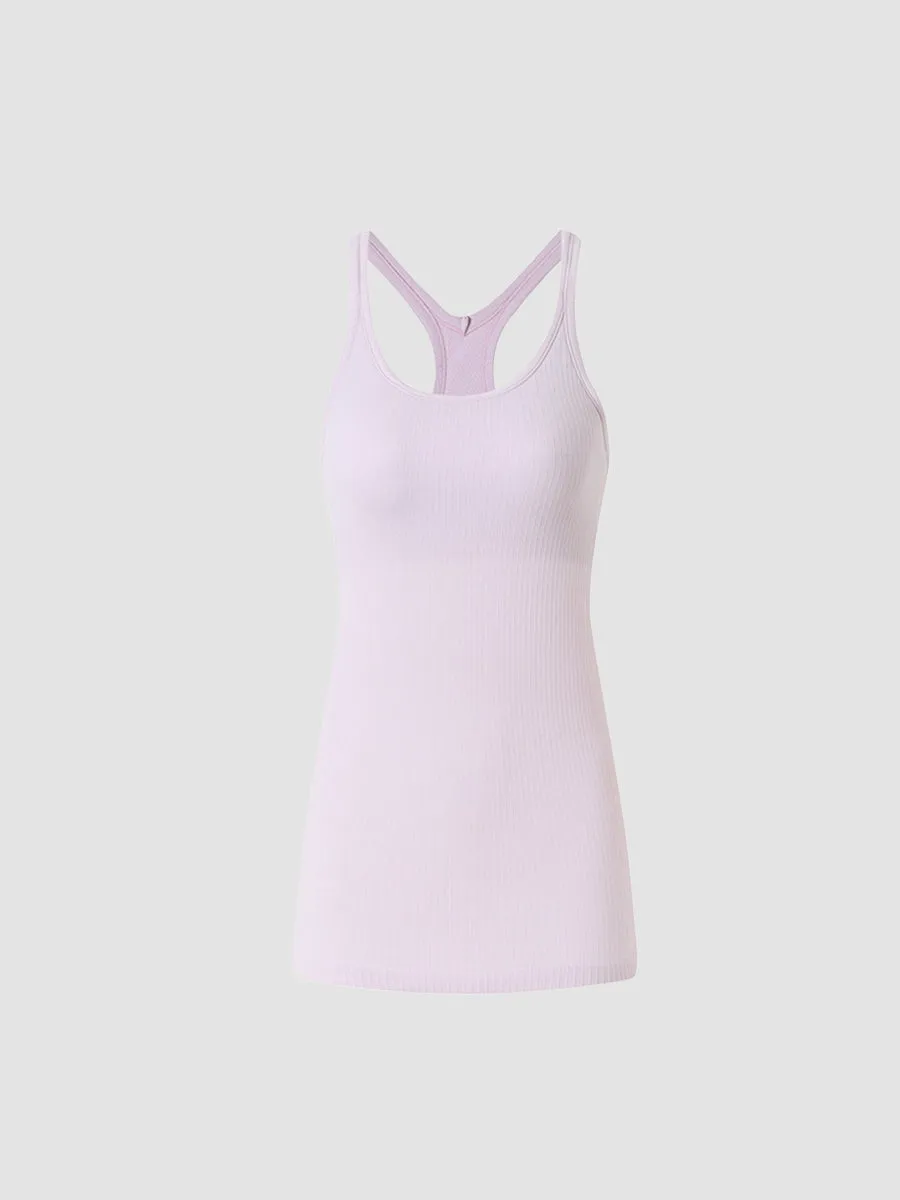 Solid Slim Fit Sports Tank Top Yoga Tank Gym Top with Chest Pads