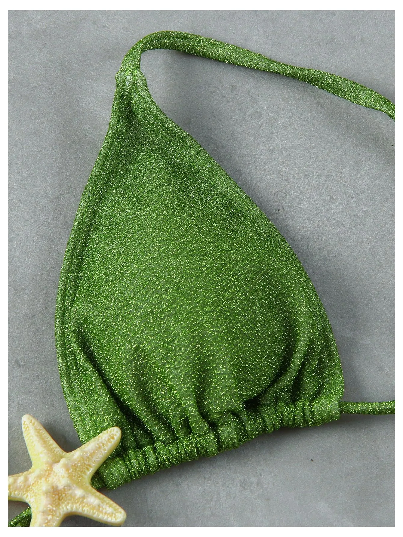 SOLY HUX Women's Sexy Halter Triangle Bikini Set Tie String Swimsuit High Cut Thong Two Piece Bathing Suit Pure Green Medium
