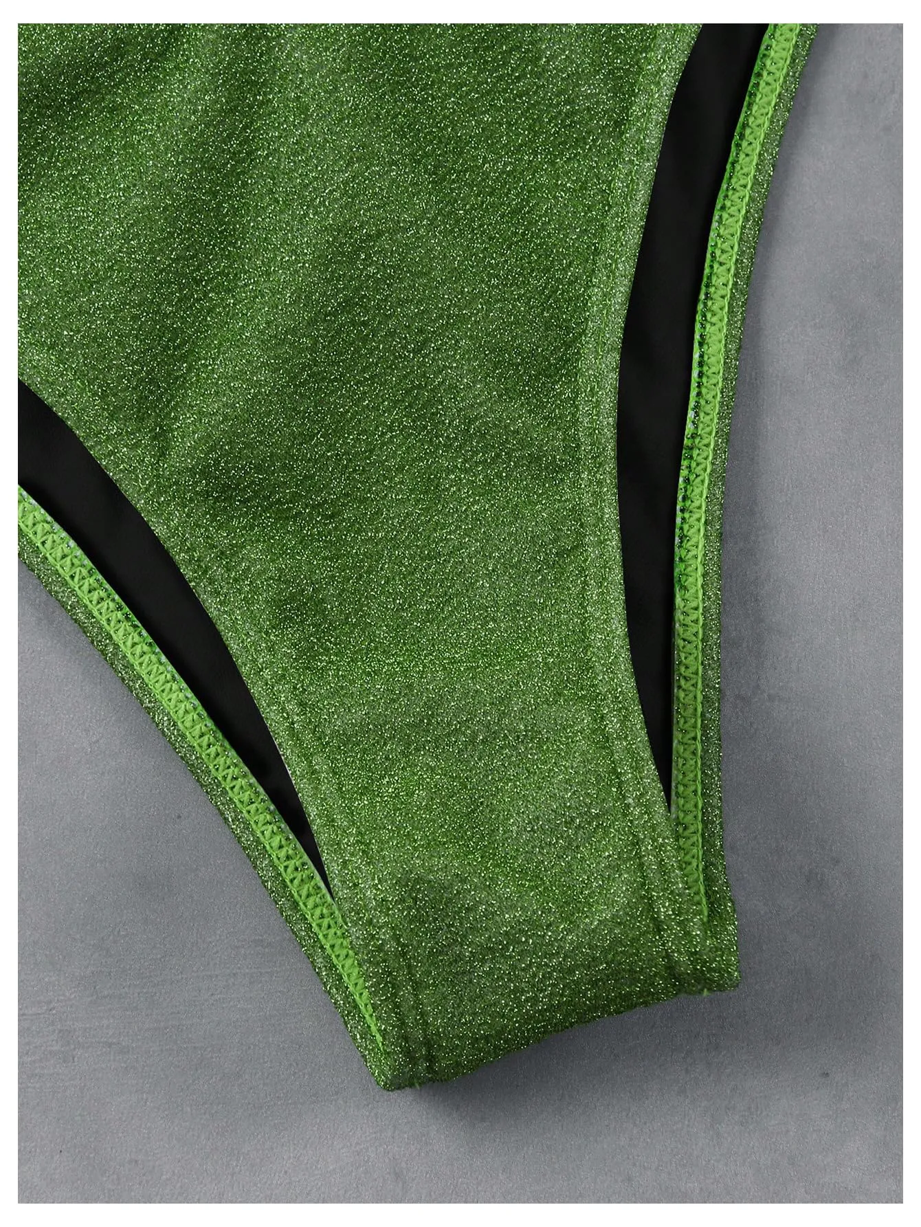 SOLY HUX Women's Sexy Halter Triangle Bikini Set Tie String Swimsuit High Cut Thong Two Piece Bathing Suit Pure Green Medium