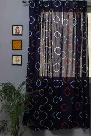 SootiSyahi 'Blue flax' Handblock Printed Cotton Door Curtain