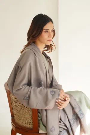Sozni Nazlidor Butidar Hand Embroidered Pashmina Shawl Pebble