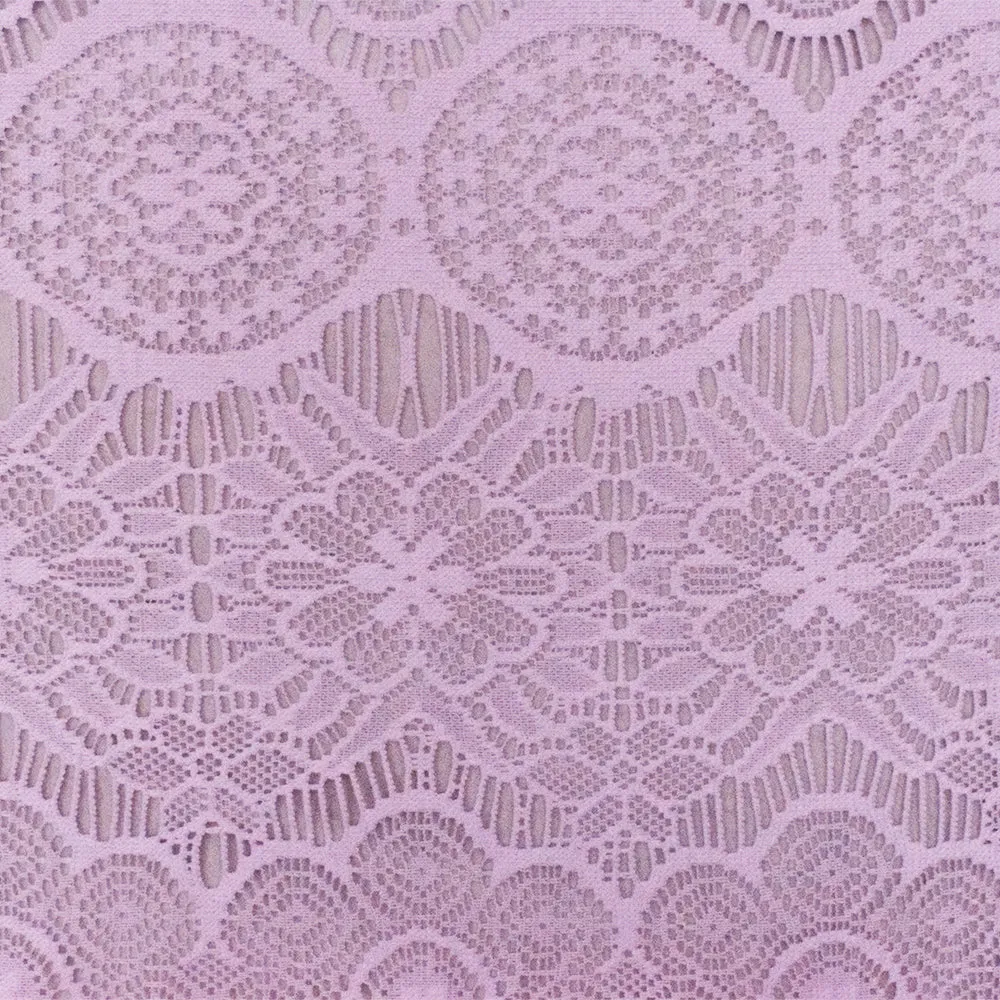 Spa Lavender Purple Medallion Floral Nylon-Cotton Lace Knit Fabric