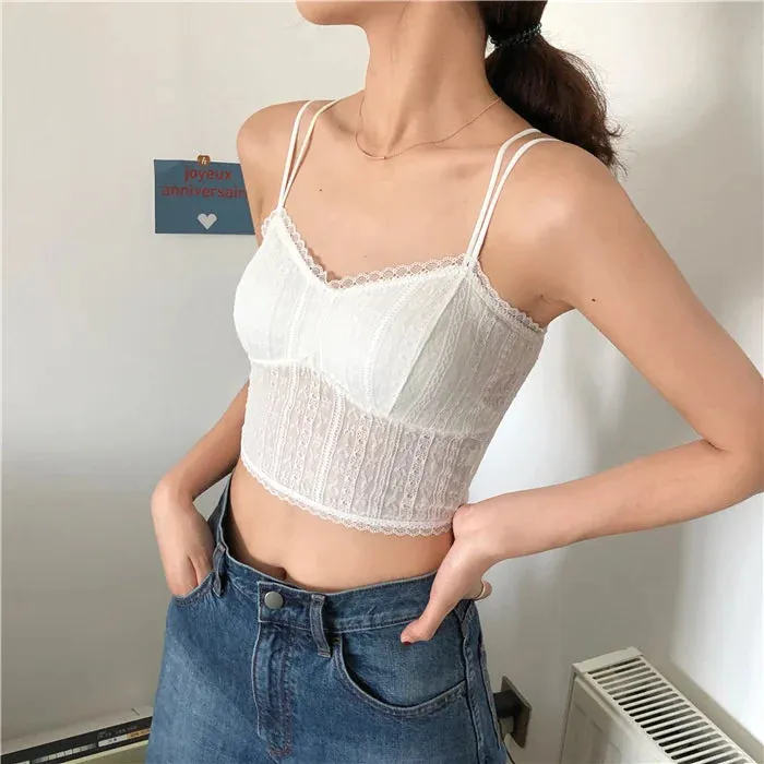 SP&CITY French Transparent Lace Women's Bra Summer Thin Beautiful Back Sexy Bras Vest Hollow Out Camisole Female Lingerie Tanks