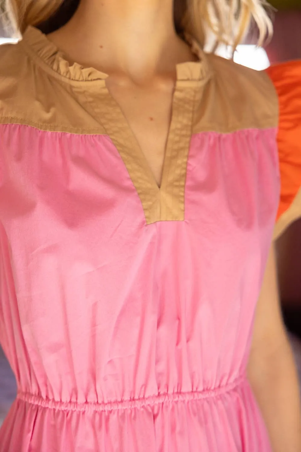 Speak To Your Heart Color Block Poplin Dress