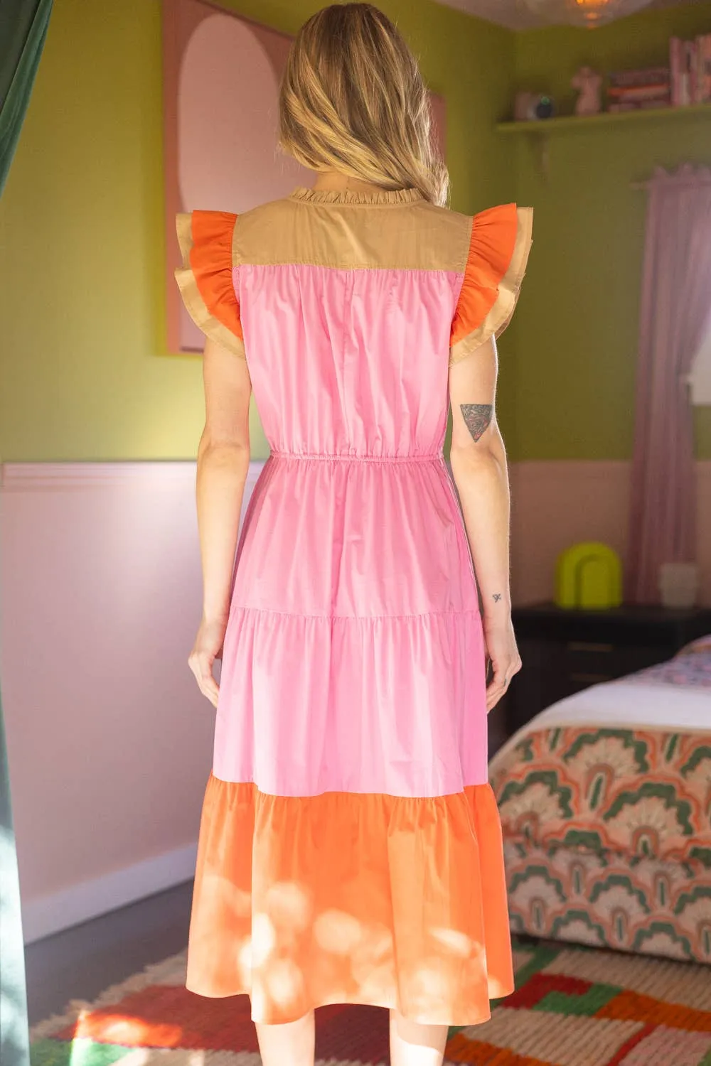 Speak To Your Heart Color Block Poplin Dress
