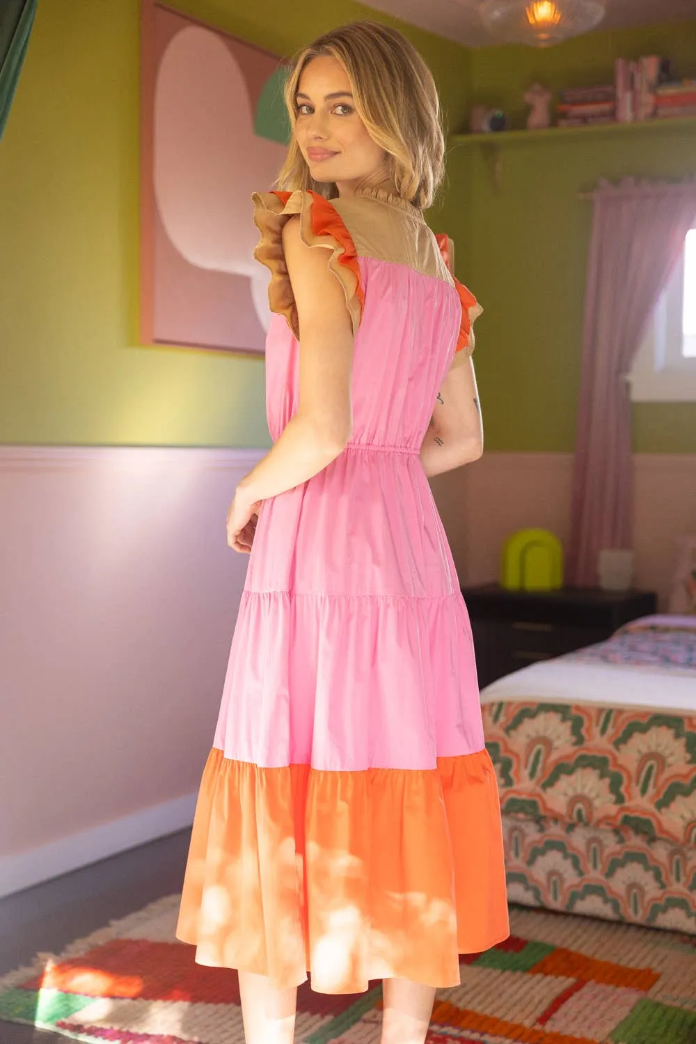 Speak To Your Heart Color Block Poplin Dress