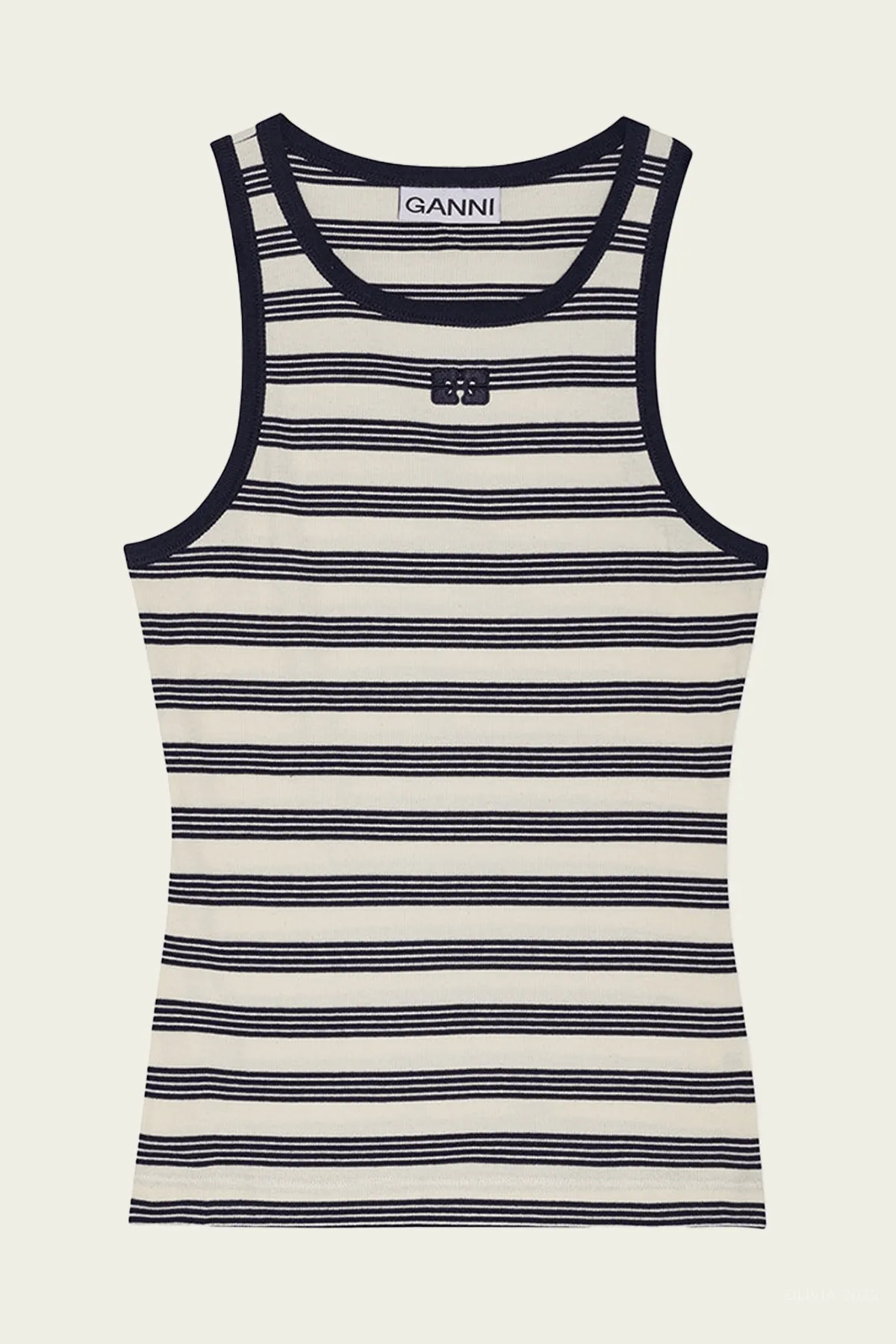 Striped Soft Cotton Rib Tank Top in Sky Captain