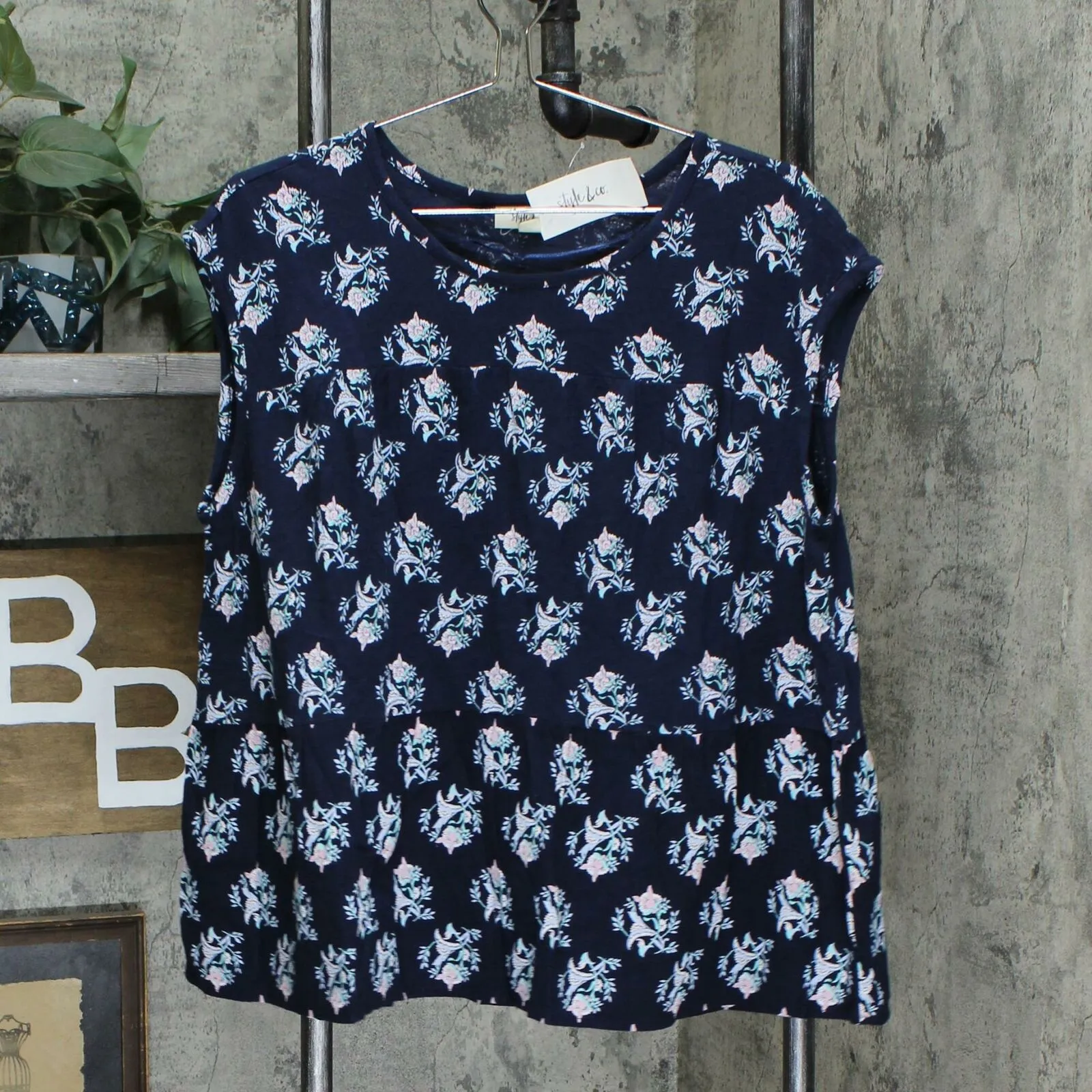 Style & Co. Women's Cotton Mixed Media Tiered Tank Top