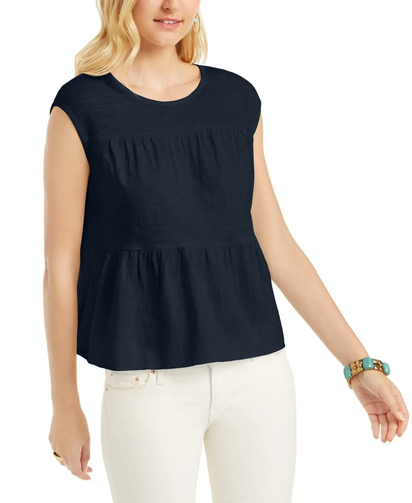 Style & Co. Women's Cotton Mixed Media Tiered Tank Top