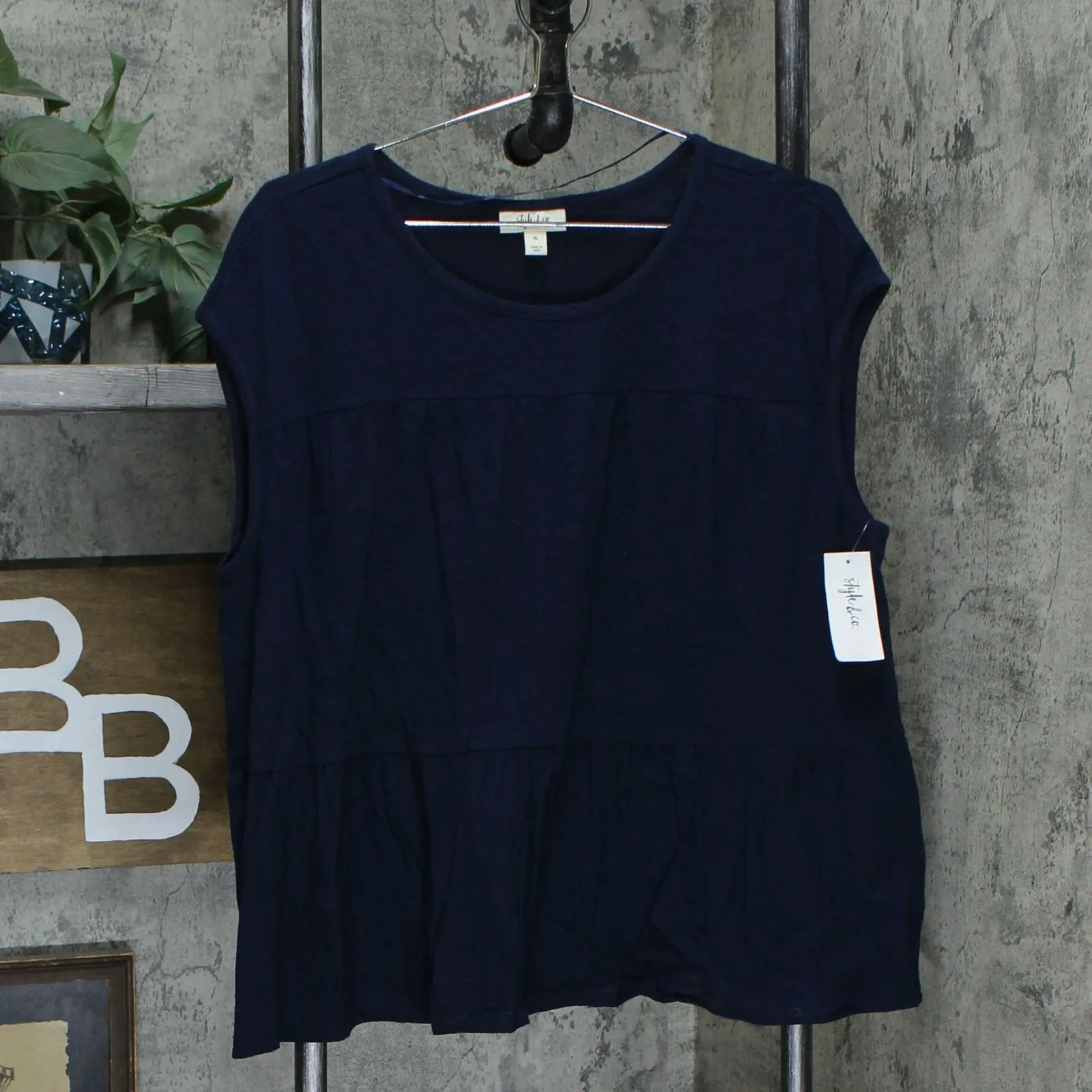 Style & Co. Women's Cotton Mixed Media Tiered Tank Top