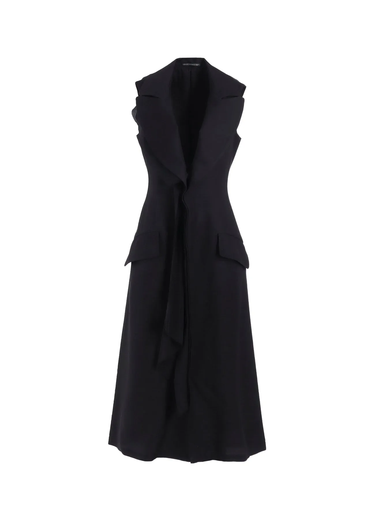 S/W TWILL FRONT DRAPED SLEEVELESS DRESS