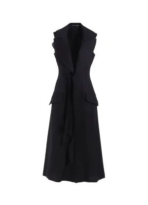 S/W TWILL FRONT DRAPED SLEEVELESS DRESS