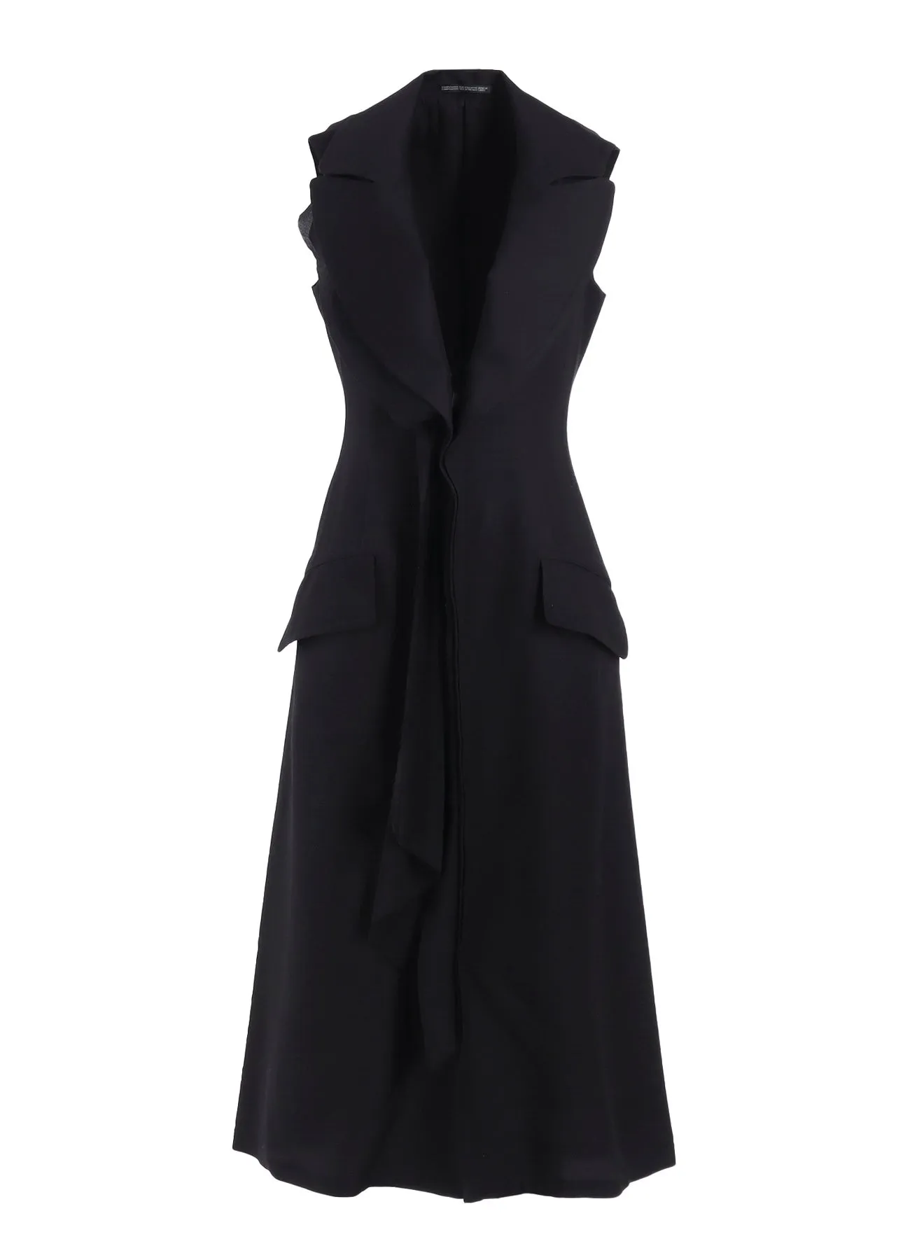S/W TWILL FRONT DRAPED SLEEVELESS DRESS
