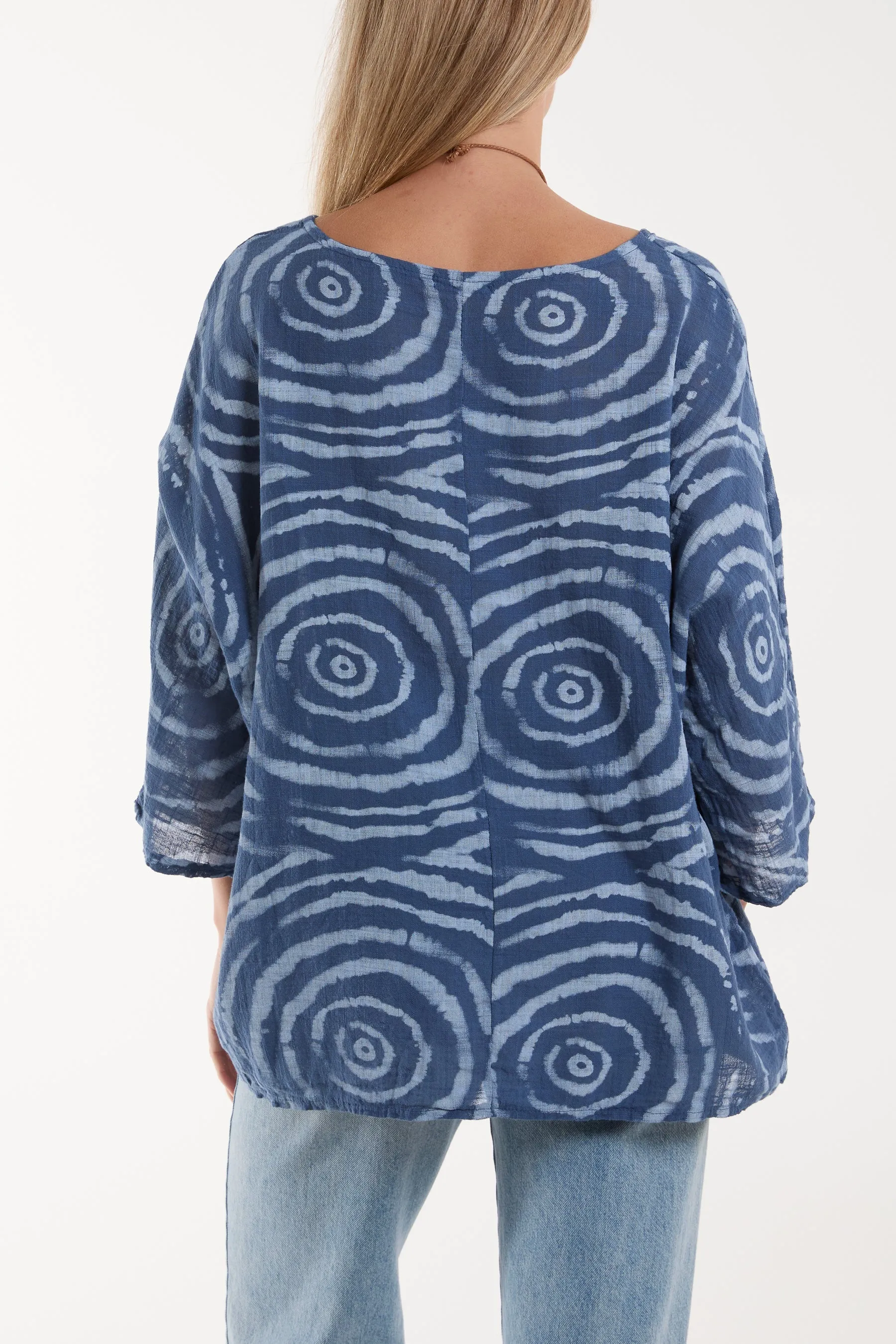 Swirl Necklace 3/4 Sleeve Blouse