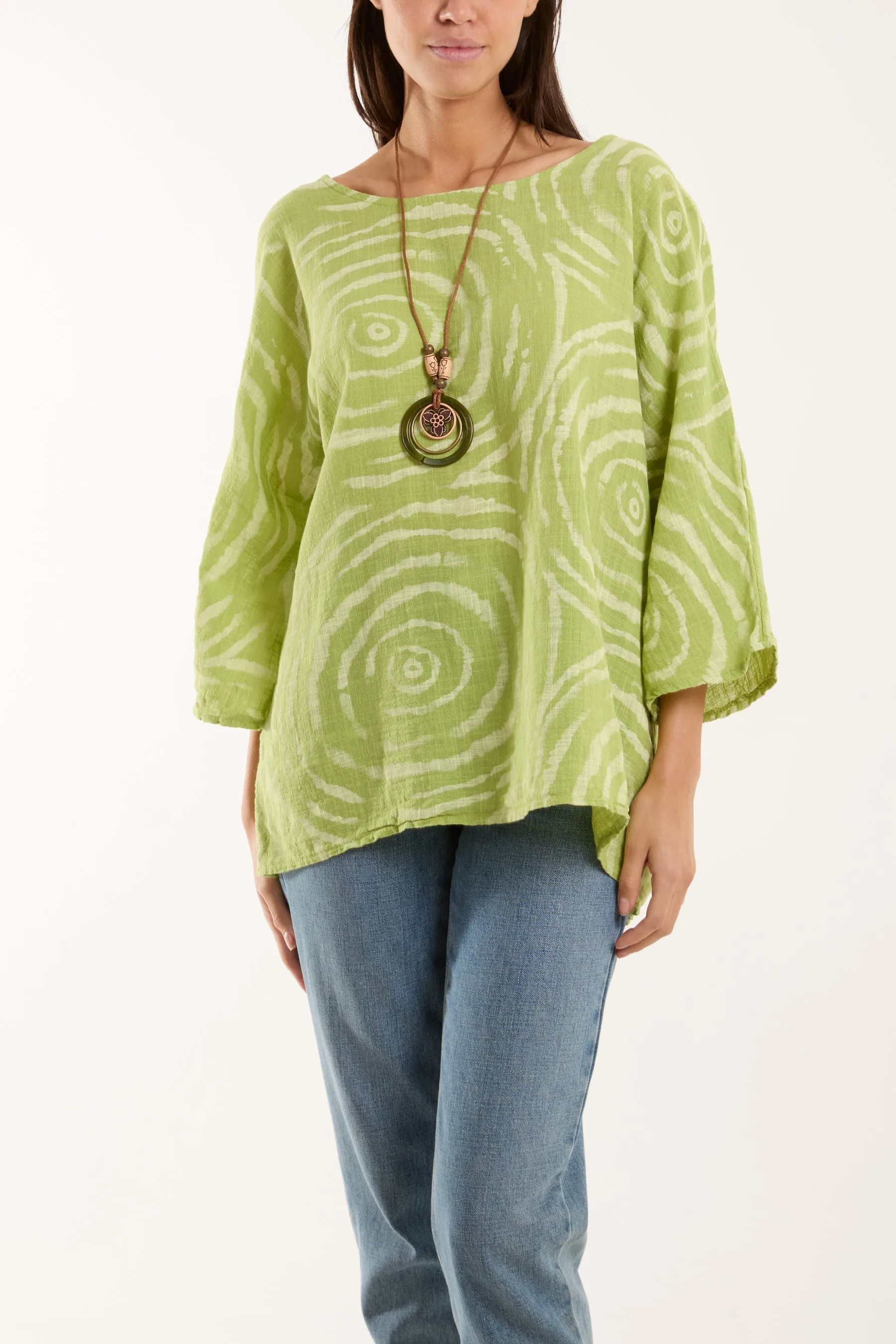 Swirl Necklace 3/4 Sleeve Blouse