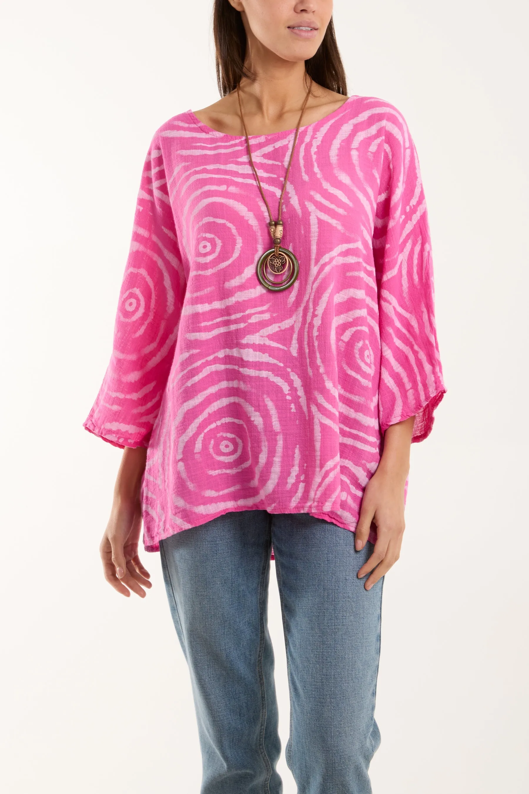 Swirl Necklace 3/4 Sleeve Blouse