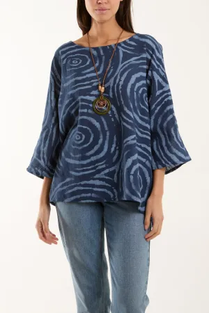Swirl Necklace 3/4 Sleeve Blouse