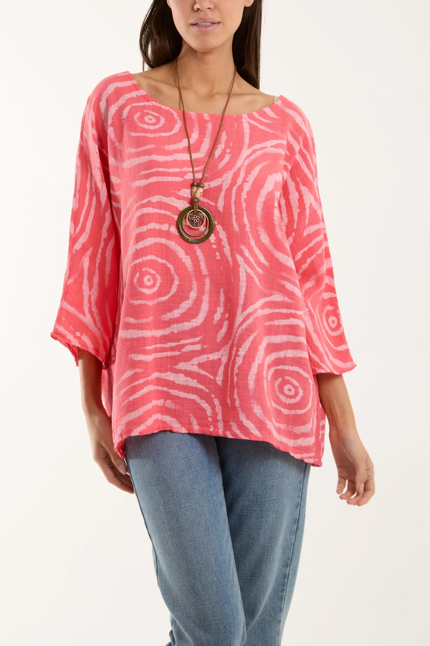 Swirl Necklace 3/4 Sleeve Blouse