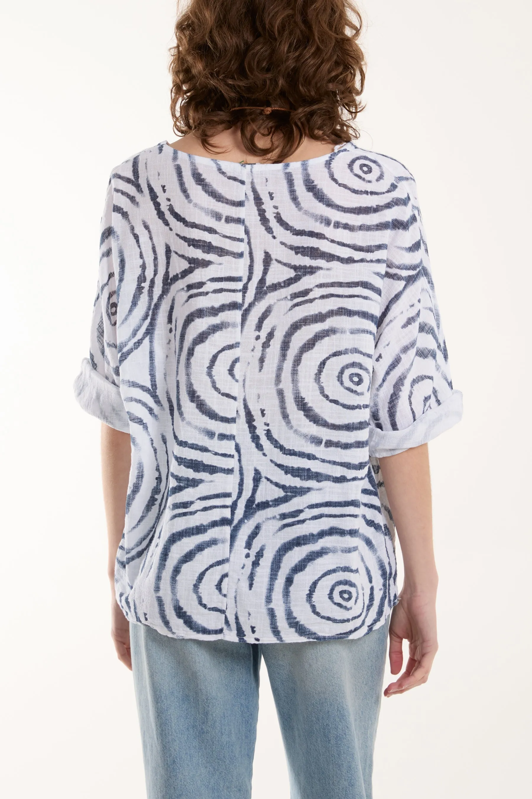 Swirl Necklace 3/4 Sleeve Blouse