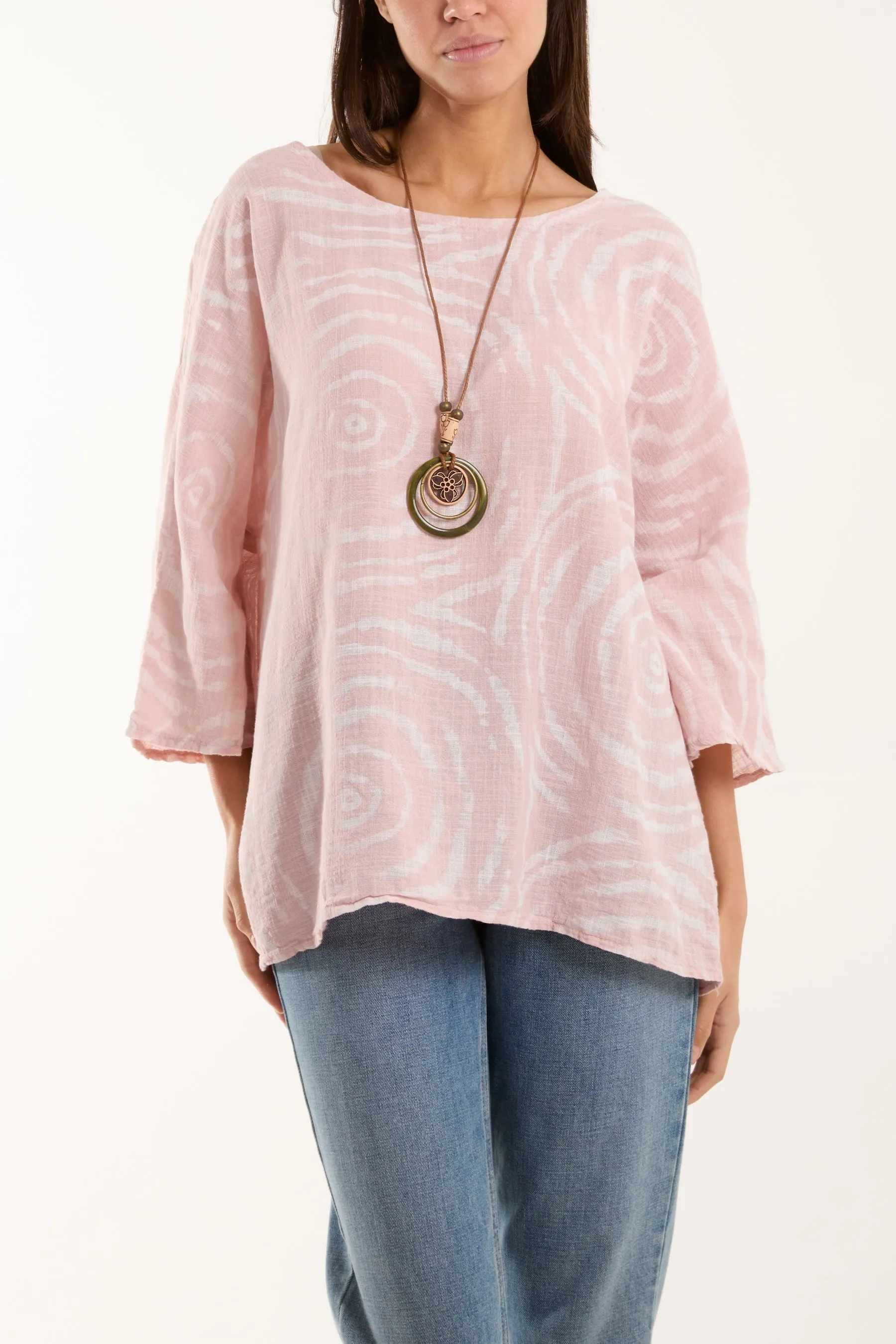 Swirl Necklace 3/4 Sleeve Blouse