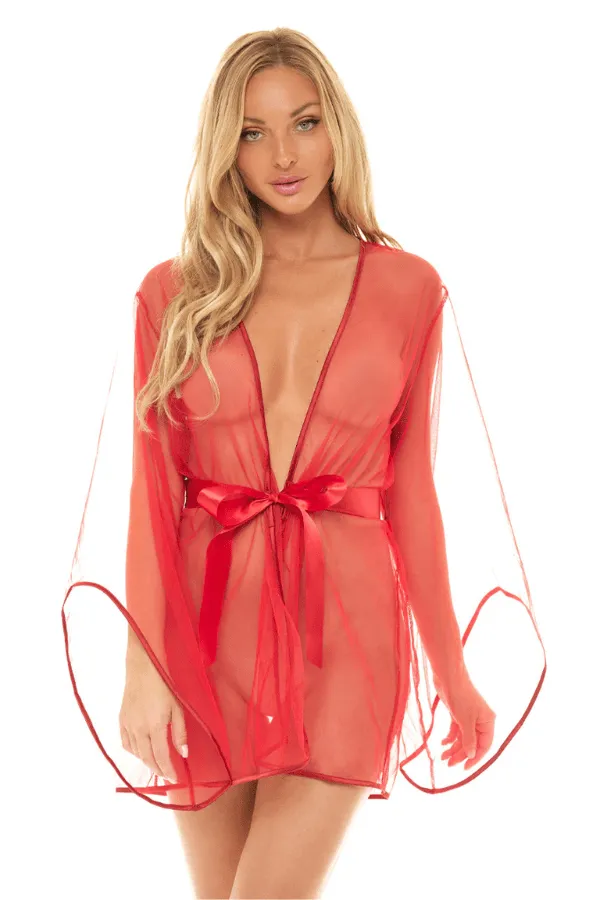 Sydney Sheer Shortie Robe - Red