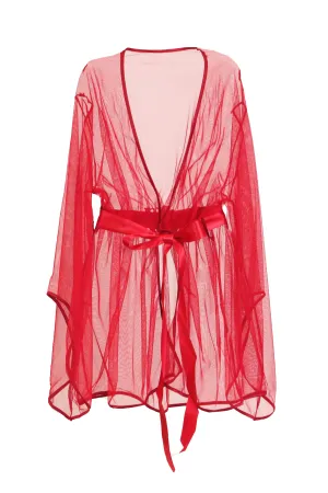 Sydney Sheer Shortie Robe - Red