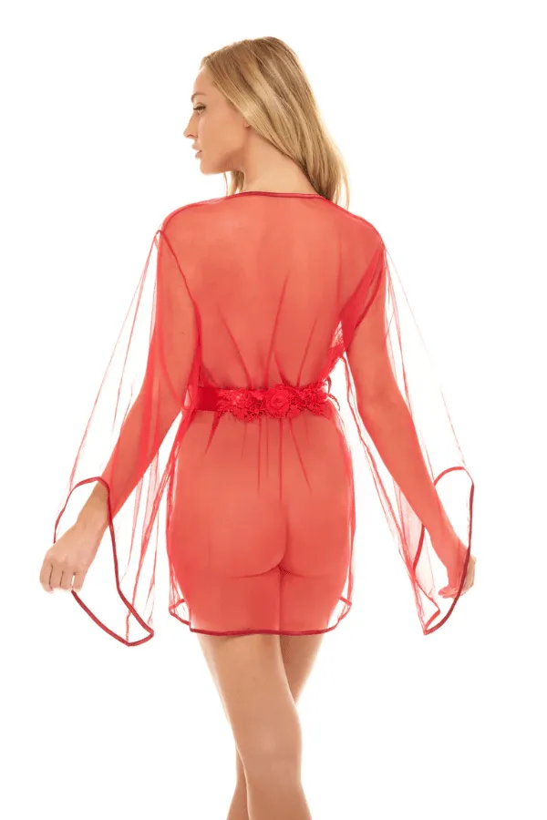 Sydney Sheer Shortie Robe - Red