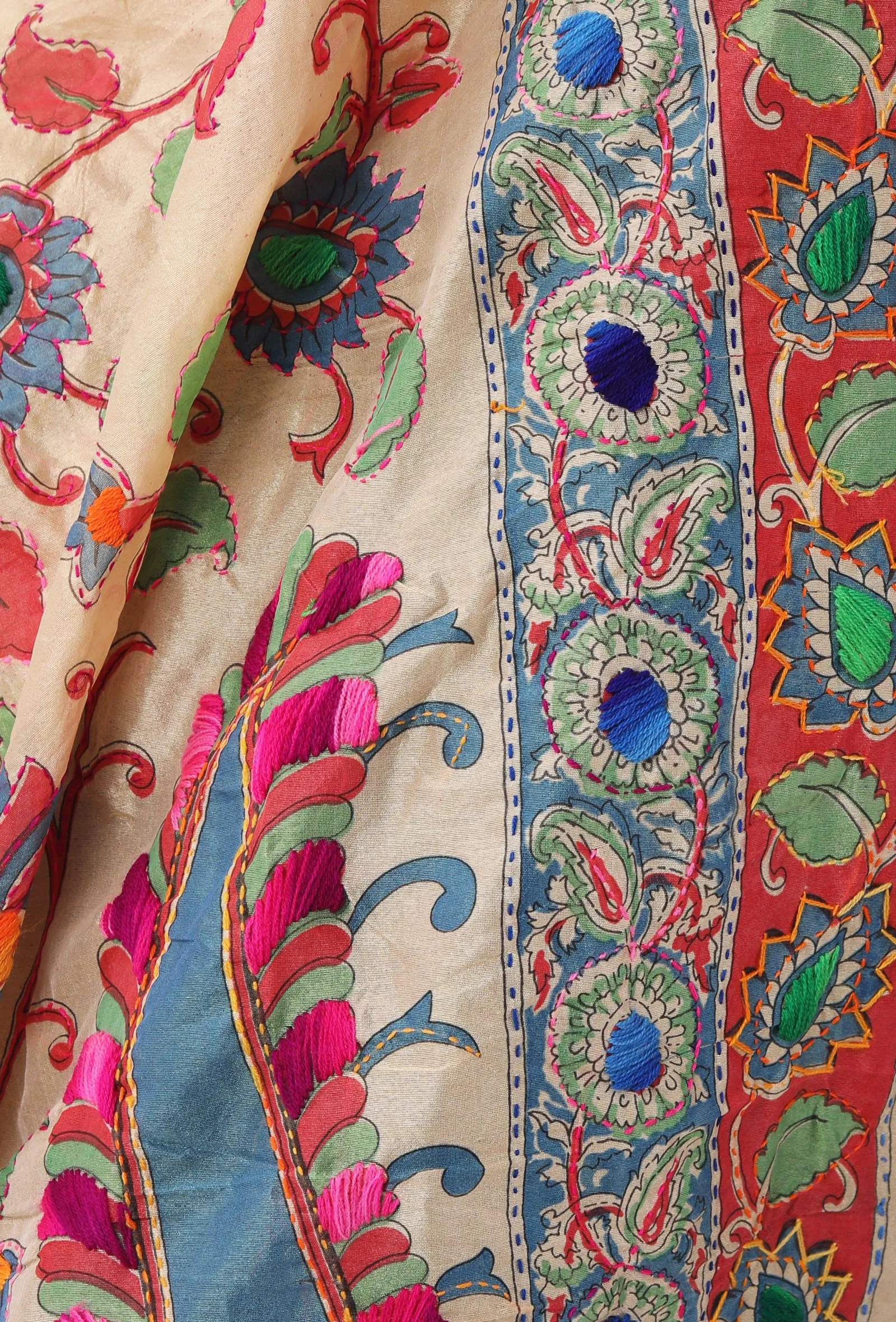 Tanvi hand embriodered kantha silk dupatta