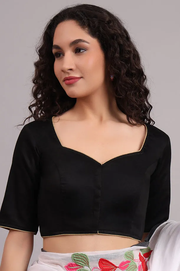 Tathagat Embroidered Cotton Blouse – Black