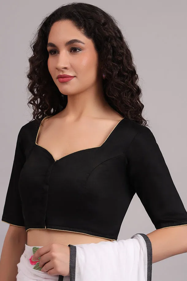 Tathagat Embroidered Cotton Blouse – Black