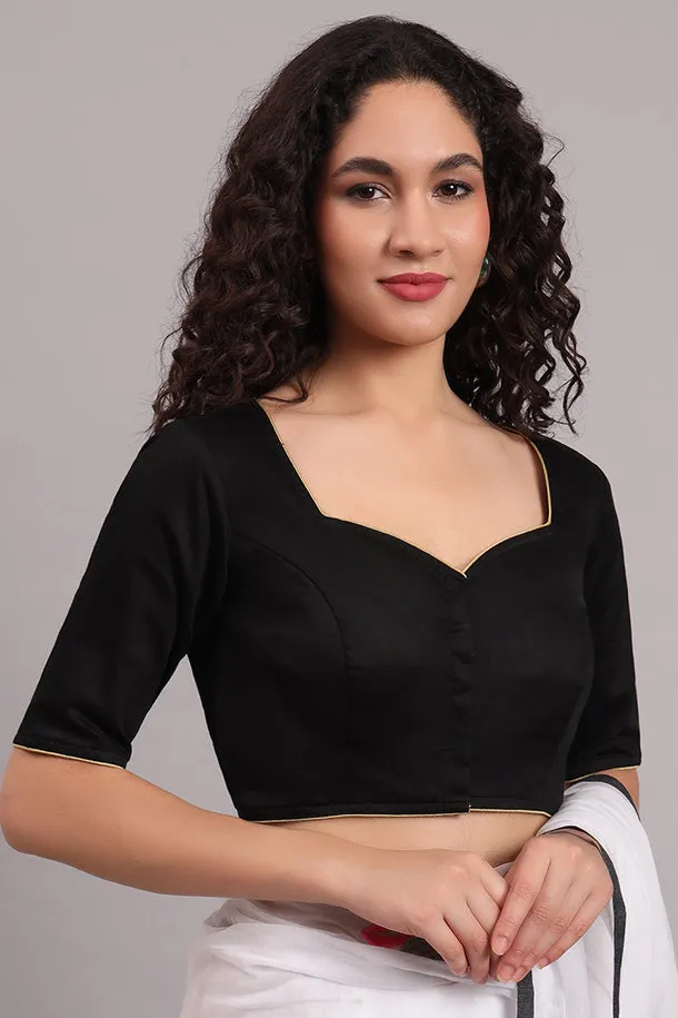 Tathagat Embroidered Cotton Blouse – Black