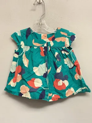 Tea Size 9M Turquoise & Blue Floral Cotton Infant Girls Blouses & Tunics