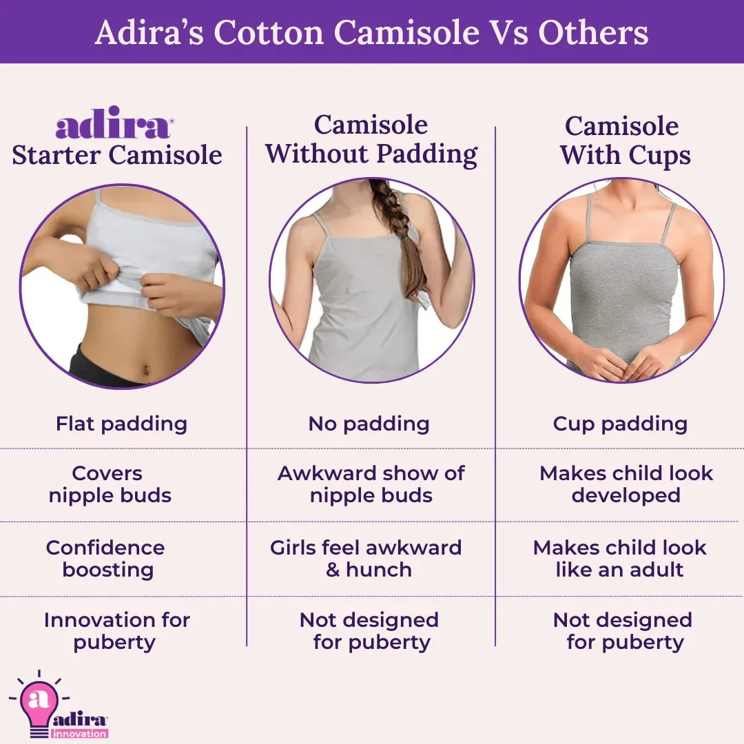 Teen Camisole | Flat Padded | Prevents Show Of Nipple Buds | Pack Of 5