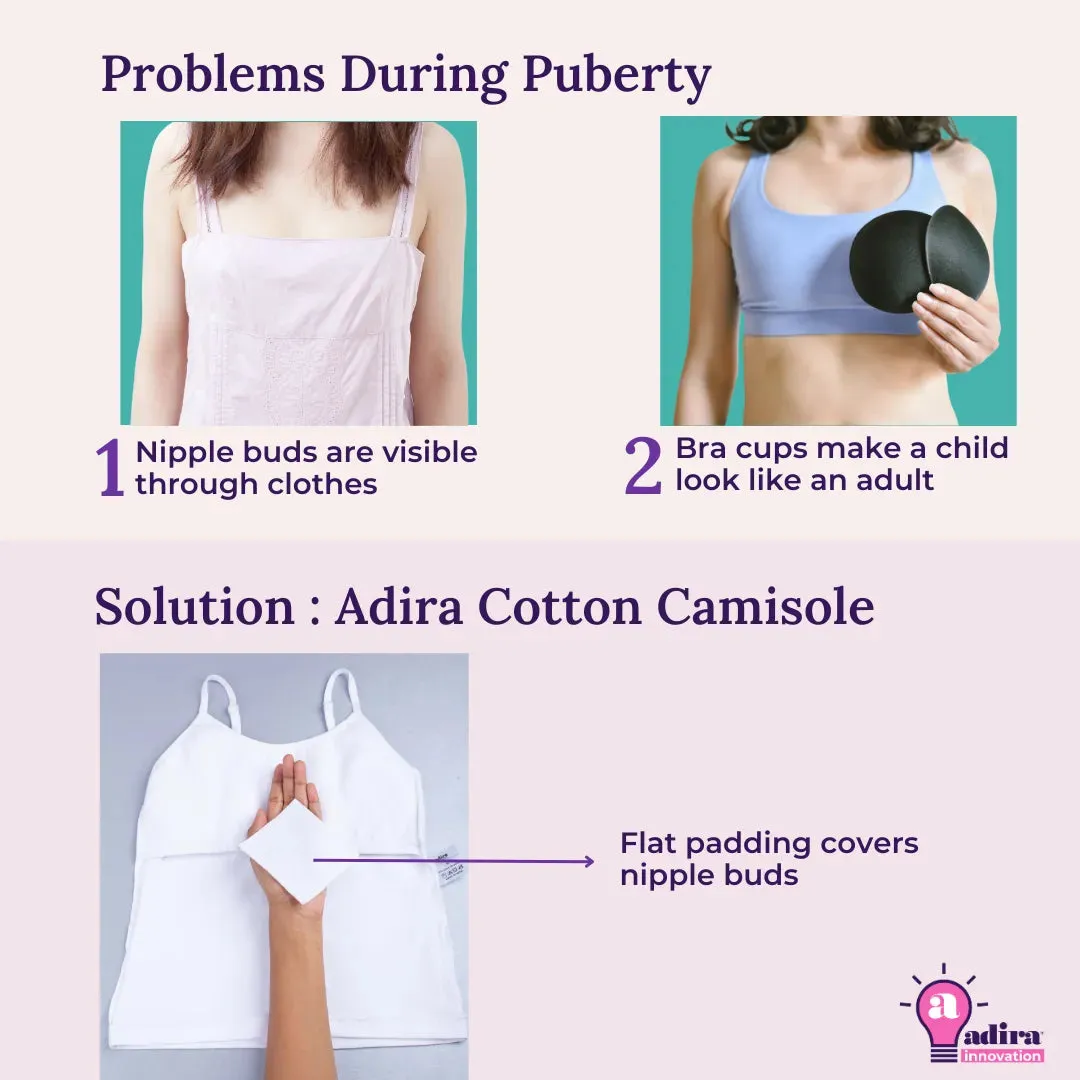 Teen Camisole | Flat Padded | Prevents Show Of Nipple Buds | Pack Of 5
