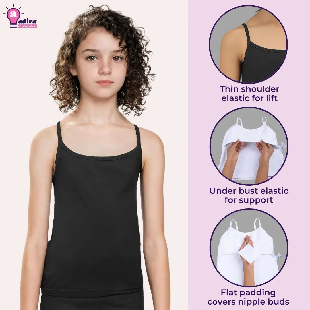 Teen Camisole | Flat Padded | Prevents Show Of Nipple Buds | Pack Of 5