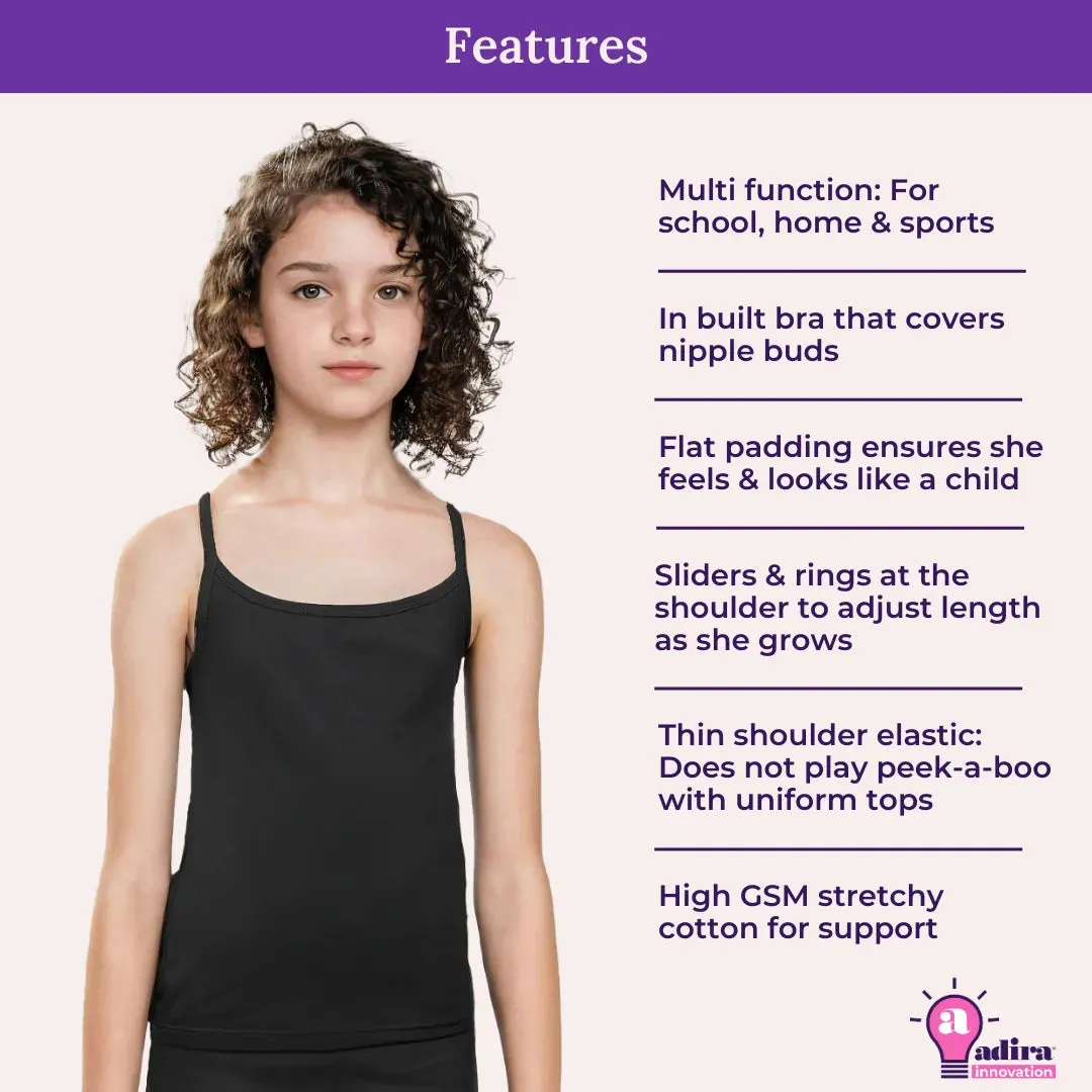 Teen Camisole | Flat Padded | Prevents Show Of Nipple Buds | Pack Of 5