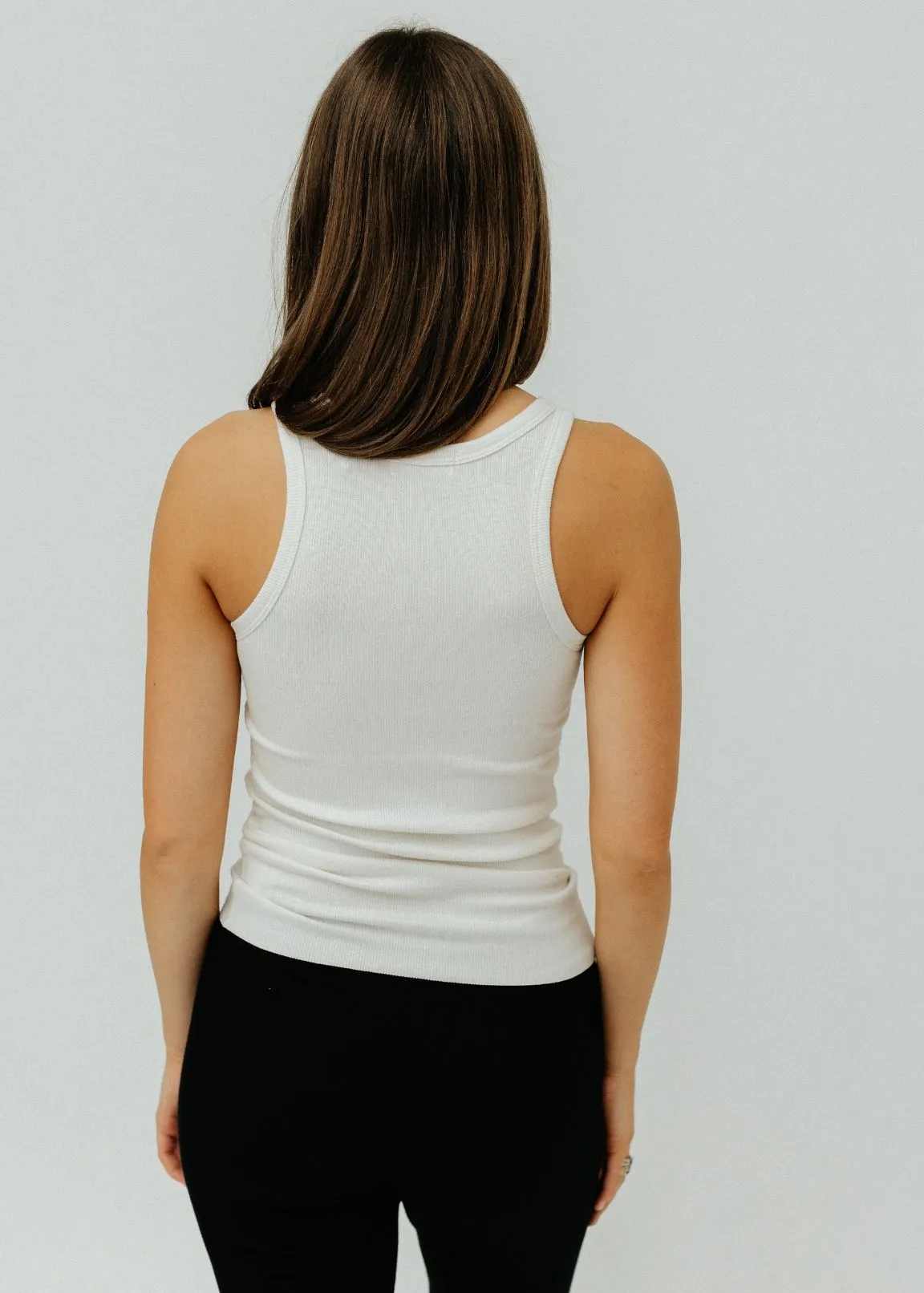 Éterne High Neck Fitted Tank in Cream