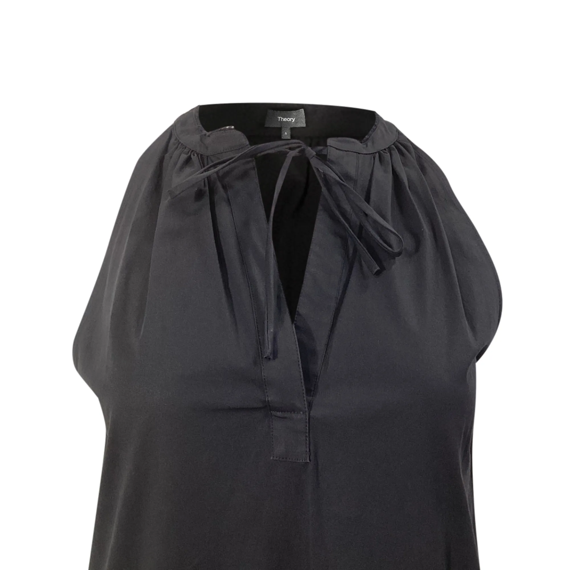 Theory Nallane Light Poplin Dress in Black Cotton