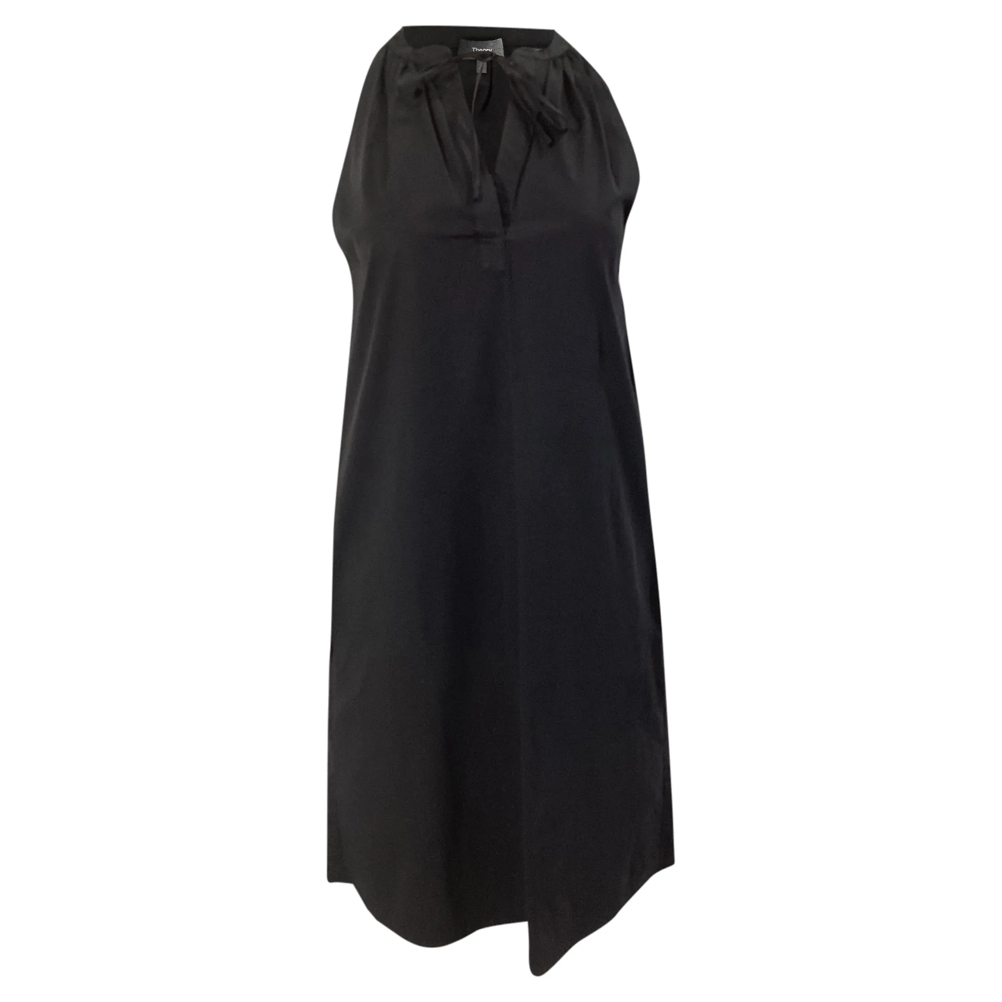 Theory Nallane Light Poplin Dress in Black Cotton